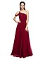 cheap Bridesmaid Dresses-A-Line Bridesmaid Dress One Shoulder Sleeveless Elegant Floor Length Chiffon with Pleats 2022