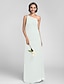 cheap Bridesmaid Dresses-Sheath / Column Bridesmaid Dress One Shoulder Sleeveless Elegant Floor Length Chiffon with Ruched / Side Draping / Crystal Brooch 2022