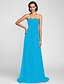 Χαμηλού Κόστους Vestidos para Madrinhas-A-Line Bridesmaid Dress Strapless Sleeveless Lace Up Sweep / Brush Train Chiffon with Beading / Side Draping / Cascading Ruffles 2022