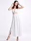 cheap Women&#039;s Dresses-Women&#039;s Maxi Chiffon Dress - Sleeveless Solid Colored Backless Summer Halter Neck Boho Holiday Beach Lace White S M L XL