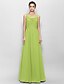 cheap Bridesmaid Dresses-A-Line Scoop Neck Floor Length Chiffon Bridesmaid Dress with Ruched by LAN TING BRIDE®