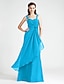 cheap Bridesmaid Dresses-Ball Gown / A-Line Straps Floor Length Chiffon Bridesmaid Dress with Criss Cross / Ruched / Flower