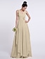 お買い得  ブライドメイド  ドレス-Sheath / Column Bridesmaid Dress V Neck Sleeveless Floral Floor Length Chiffon with Criss Cross / Side Draping / Flower 2022