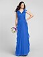 cheap Bridesmaid Dresses-Sheath / Column V Neck Floor Length Chiffon Bridesmaid Dress with Sash / Ribbon / Ruched