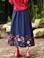 cheap Women&#039;s Skirts-Women&#039;s Casual/Daily Midi Skirts,Chinoiserie Swing Floral Summer