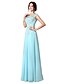 cheap Evening Dresses-A-Line Elegant Formal Evening Dress Illusion Neck Sleeveless Floor Length Tulle with Beading 2021