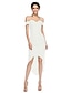זול שמלות שושבינה-מעטפת \ עמוד סירה מתחת לכתפיים א-סימטרי עשוי מתחרה שמלה לשושבינה  עם תחרה