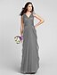 cheap Bridesmaid Dresses-Sheath / Column V Neck Floor Length Chiffon Bridesmaid Dress with Sash / Ribbon / Ruched