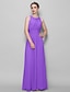 cheap Bridesmaid Dresses-A-Line Bridesmaid Dress Scoop Neck Sleeveless Elegant Ankle Length Georgette with Ruched / Draping