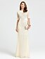 cheap Evening Dresses-Sheath / Column Jewel Neck Floor Length All Over Lace Formal Evening Dress with Pearls / Beading / Appliques