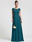 cheap Bridesmaid Dresses-Sheath / Column Bridesmaid Dress Square Neck Short Sleeve Elegant Floor Length Chiffon with Sash / Ribbon / Pleats 2022