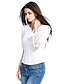 cheap Women&#039;s T-shirts-Women&#039;s Work Beach Casual All Seasons T-shirt,Solid V Neck Long Sleeves Cotton Medium