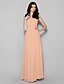 cheap Bridesmaid Dresses-Sheath / Column Scoop Neck Floor Length Chiffon Bridesmaid Dress with Draping by LAN TING BRIDE®