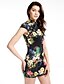 זול שמלות במידות גדולות-עומד מיני פרחוני - שמלה צינור וינטאג&#039; בגדי ריקוד נשים / קיץ / דפוסי פרחים