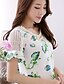 cheap Women&#039;s Blouses &amp; Shirts-Women&#039;s Daily Going out Casual Summer Fall Blouse,Floral Round Neck Short Sleeves Silk Cotton