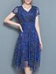 cheap Women&#039;s Dresses-Women&#039;s Plus Size Going out Sophisticated A Line Dress Print V Neck Summer Blue Red