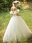 cheap Wedding Dresses-Ball Gown Wedding Dresses Off Shoulder Floor Length Tulle Short Sleeves Sparkle &amp; Shine with Beading Sequin Appliques 2020