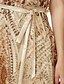 abordables Robes de demoiselle d&#039;honneur-Trapèze Bijoux Mi-long Pailleté Robe de Demoiselle d&#039;Honneur  avec Ceinture / Ruban / Noeud(s) / Paillette / Brille &amp; Scintille