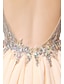 cheap Cocktail Dresses-A-Line Open Back Cocktail Party Dress Illusion Neck Sleeveless Short / Mini Chiffon with Crystals Beading 2020