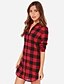 abordables Chemises Pour Femme-Chemise Femme, Damier - Coton Manche Papillon Mao Rouge