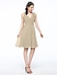 cheap Bridesmaid Dresses-A-Line Bridesmaid Dress V Neck Sleeveless Elegant Short / Mini Chiffon with Pleats 2022