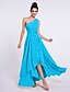 cheap Bridesmaid Dresses-A-Line Bridesmaid Dress One Shoulder Sleeveless Elegant Asymmetrical Chiffon with Side Draping 2022