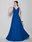 cheap The Wedding Store-A-Line / Sheath / Column Bridesmaid Dress V Neck Sleeveless Open Back Floor Length Georgette with Criss Cross 2023