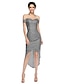 זול שמלות שושבינה-מעטפת \ עמוד סירה מתחת לכתפיים א-סימטרי עשוי מתחרה שמלה לשושבינה  עם תחרה
