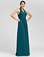 preiswerte Bridesmaid Dresses-Sheath / Column Halter Neck / V Neck Floor Length Chiffon Bridesmaid Dress with Criss Cross / Ruched / Draping