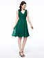 cheap Bridesmaid Dresses-A-Line Bridesmaid Dress V Neck Sleeveless Elegant Short / Mini Chiffon with Pleats 2022