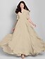 cheap Bridesmaid Dresses-A-Line V Neck Ankle Length Chiffon Bridesmaid Dress with Cascading Ruffles by LAN TING BRIDE®