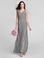 cheap Bridesmaid Dresses-Sheath / Column V Neck Floor Length Chiffon Bridesmaid Dress with Criss Cross