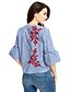 voordelige Damesblouses en -shirts-Dames Boho Herfst Overhemd,Uitgaan Geborduurd Overhemdkraag Lange mouw Polyester Medium