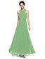 cheap The Wedding Store-A-Line Bridesmaid Dress Halter / Y Neck Sleeveless Open Back Floor Length Chiffon with Sash / Ribbon / Criss Cross / Ruched 2022