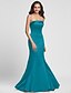 cheap Bridesmaid Dresses-Mermaid / Trumpet Bridesmaid Dress Strapless Sleeveless Lace Up Floor Length Satin with Side Draping 2023