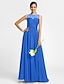 cheap Bridesmaid Dresses-Sheath / Column Bateau Neck Floor Length Chiffon / Tulle Bridesmaid Dress with Beading / Criss Cross by LAN TING BRIDE®