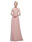 cheap Bridesmaid Dresses-Product Sample A-Line / Ball Gown One Shoulder Floor Length Chiffon / Lace Bridesmaid Dress with Sash / Ribbon / Pleats by LAN TING BRIDE® / See Through