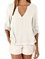 cheap Plus Size Tops-Women&#039;s Solid Colored Blouse Long Sleeve Weekend Tops Cotton V Neck Wine White Black