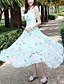 preiswerte Bedruckte Kleider-Damen Festtage Strand Boho Chiffon Swing Kleid - Druck Maxi V-Ausschnitt / Blumen