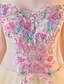levne Večerní šaty-Plesové šaty Elegantní Květinový Quinceanera Šaty Pod rameny Krátký rukáv Na zem Tyl s Výšivka 2020