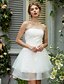 cheap Wedding Dresses-A-Line Strapless Short / Mini Organza / Satin Made-To-Measure Wedding Dresses with Appliques by LAN TING BRIDE® / Little White Dress