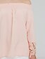 baratos Blusas de mulher-Mulheres Diário Camiseta Sólido Manga Longa Blusas Moda de Rua Ombro a Ombro Rosa claro / Feriado / Para Noite