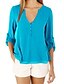 cheap Plus Size Tops-Women&#039;s Solid Colored Blouse Long Sleeve Weekend Tops Cotton V Neck Wine White Black