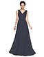 cheap Bridesmaid Dresses-A-Line V Neck Floor Length Georgette Bridesmaid Dress with Bow(s) / Sash / Ribbon by LAN TING BRIDE® / Open Back