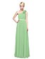 cheap Bridesmaid Dresses-A-Line One Shoulder Floor Length Chiffon Bridesmaid Dress with Sash / Ribbon / Flower / Pleats by LAN TING BRIDE®