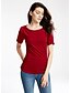 billige T-skjorter til kvinner-T-skjorte Dame - Ensfarget, Rynket Gatemote Blå L / Sommer