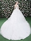 olcso Menyasszonyi ruhák-Báli ruha Esküvői ruhák V-alakú Katedrális uszály Csipke tüllön Hosszú ujj Elbűvölő Átlátszó Illúziós hüvely val vel Gyöngydíszítés Flitter Rátétek 2020