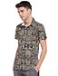 זול חולצות לגברים-Men&#039;s Beach Boho Plus Size Cotton Shirt - Geometric Flower / Print / Short Sleeve