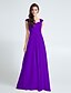 cheap Bridesmaid Dresses-Sheath / Column Queen Anne Floor Length Chiffon Bridesmaid Dress with Criss Cross by LAN TING BRIDE®