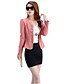 cheap Women&#039;s Outerwear-Women&#039;s Dailywear Work Spring / Fall Regular Blazer, Solid Colored Round Neck Long Sleeve Others Black / Red / Pink XL / XXL / XXXL